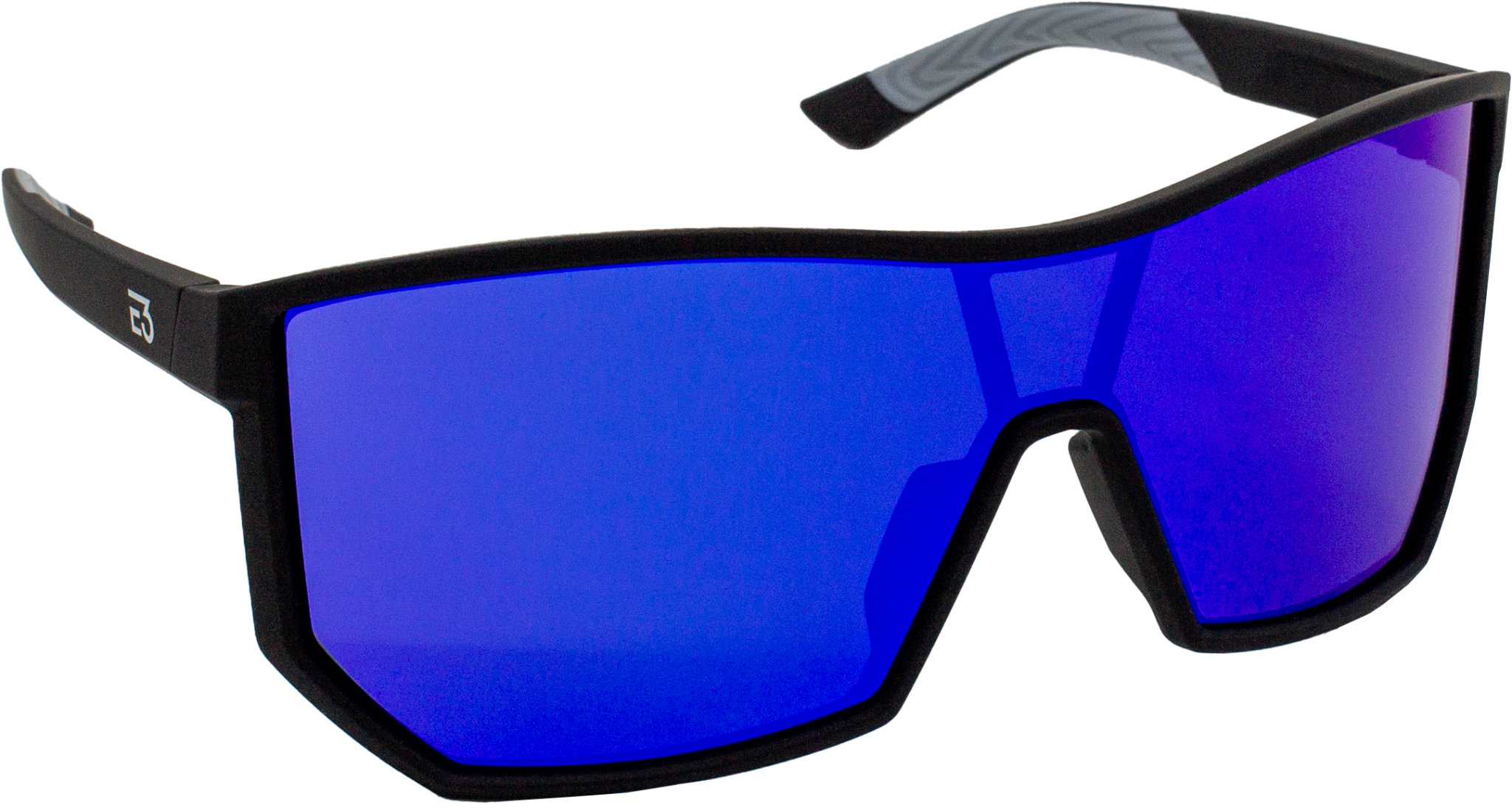 E3 Optics E4-A8 sunglasses with black frame and blue mirror precise lens for sports and outdoor performance
