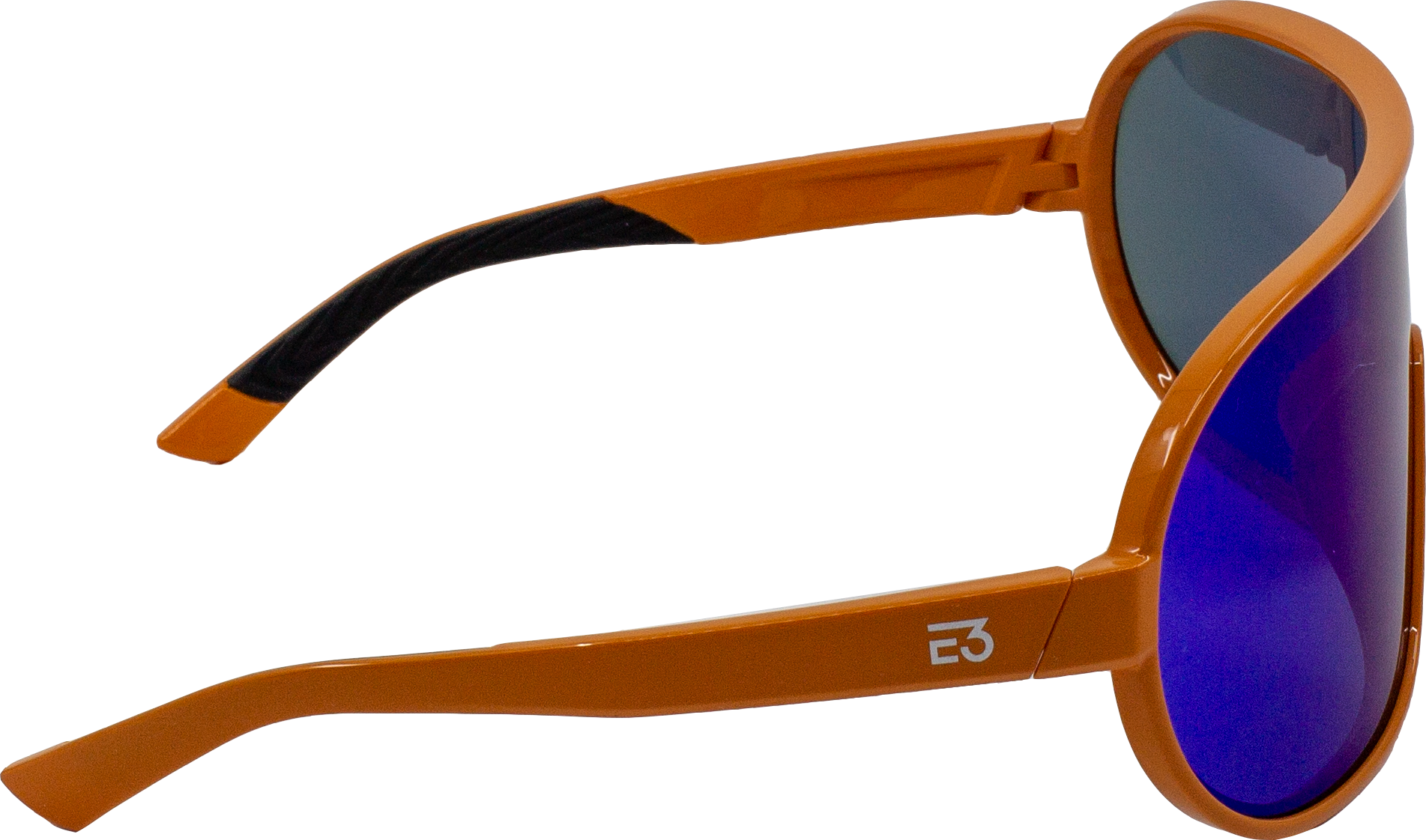 E3 Optics E5-J8 blue mirror, shiny orange frame sunglasses - precise lens, performance eyewear for cycling, hiking, running, and outdoor sports