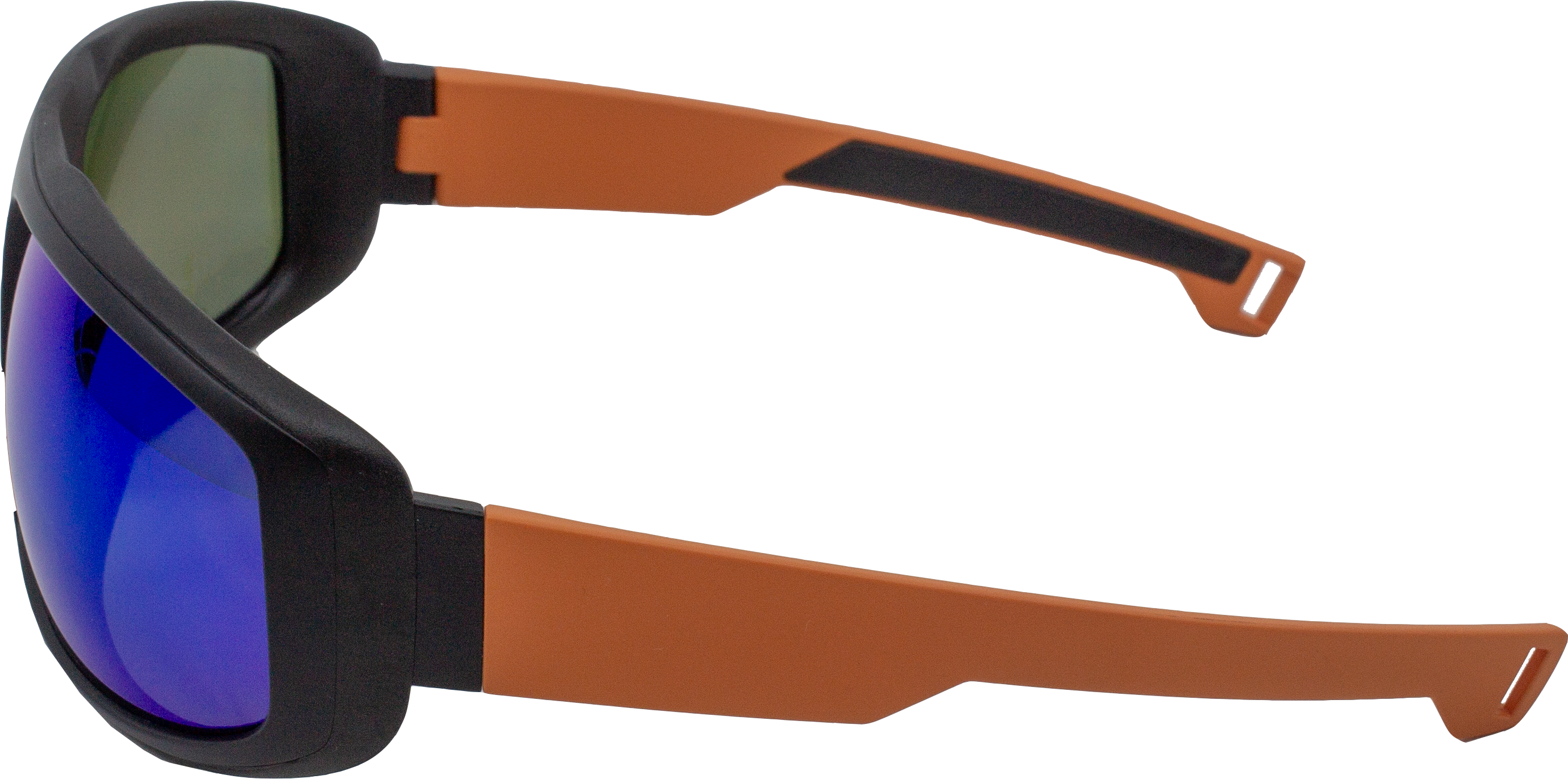 E3 Optics E15-W1 blue mirror polarized lens, matte black to orange frame sunglasses - polarized performance eyewear for fishing, hiking, and outdoor sports