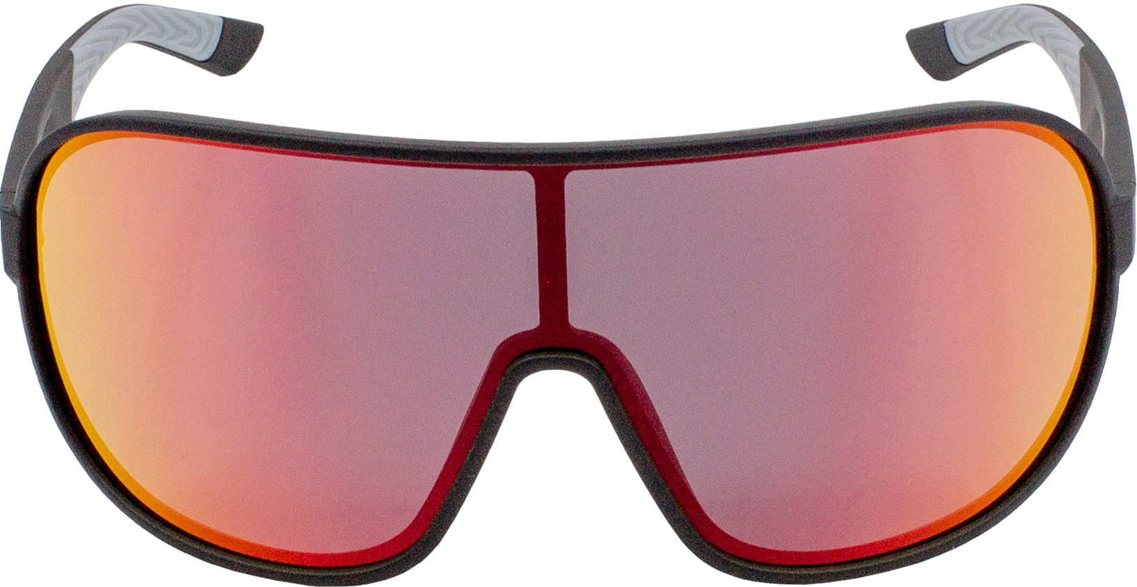 E5A10 sport sunglasses with red frame and orange mirrored shield lens, lightweight cycling and running eyewear.