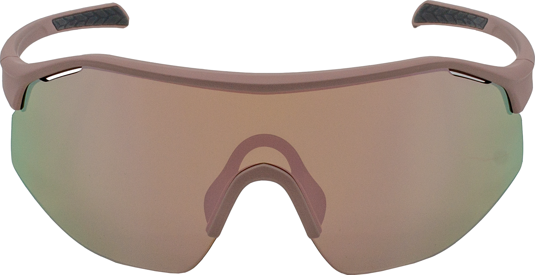 E3 Optics E7-S14 Sport Sunglasses – Rose Mirror Lens, Matte Black Frame, Front View