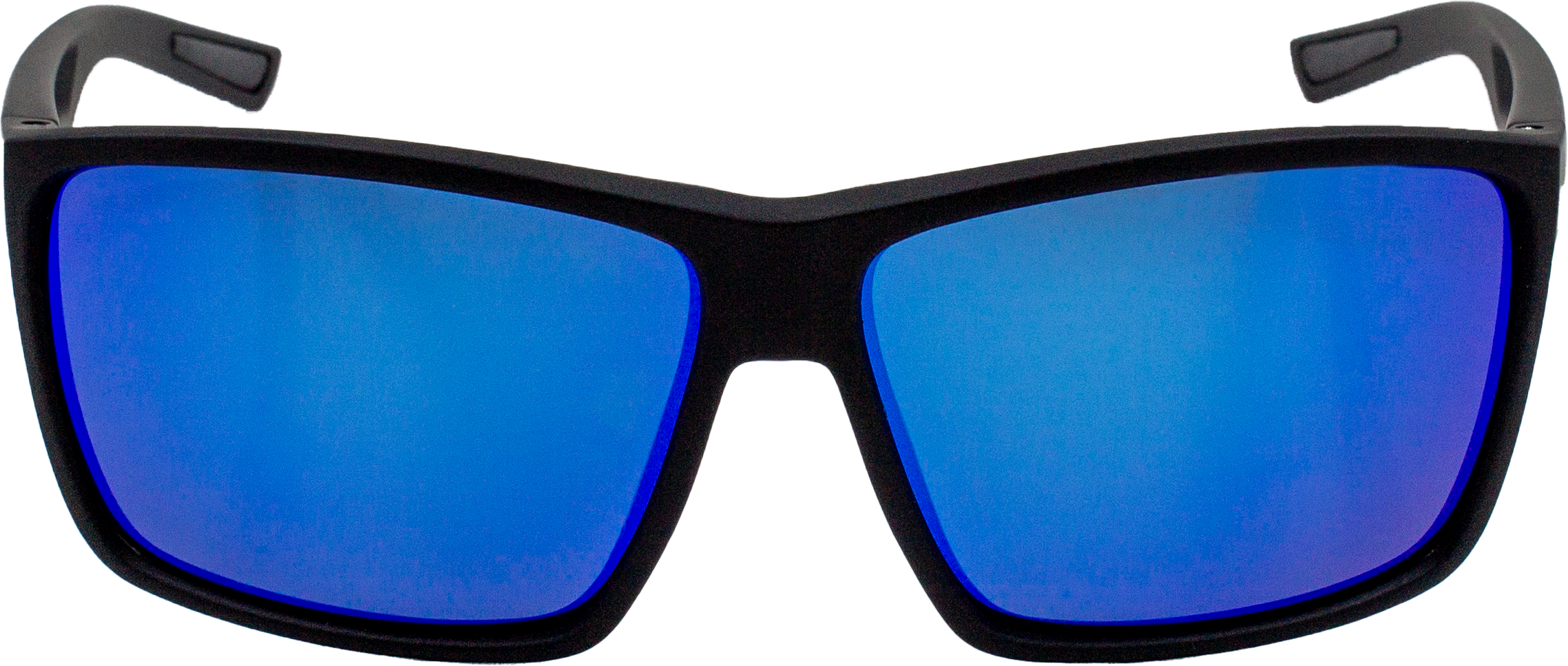 E3 Optics E1-B1 blue mirror polarized sunglasses with soft touch black frame – ideal for boating and fly fishing – front view
