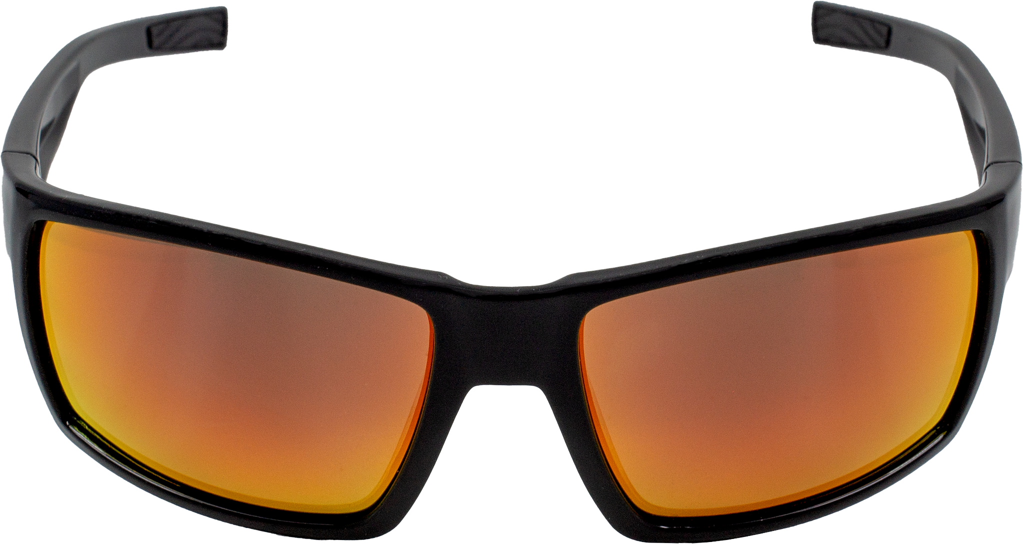E3 Optics E2-DC polarized sport sunglasses with black frame and red mirror lenses, designed for fishing, boating, and outdoor sports.