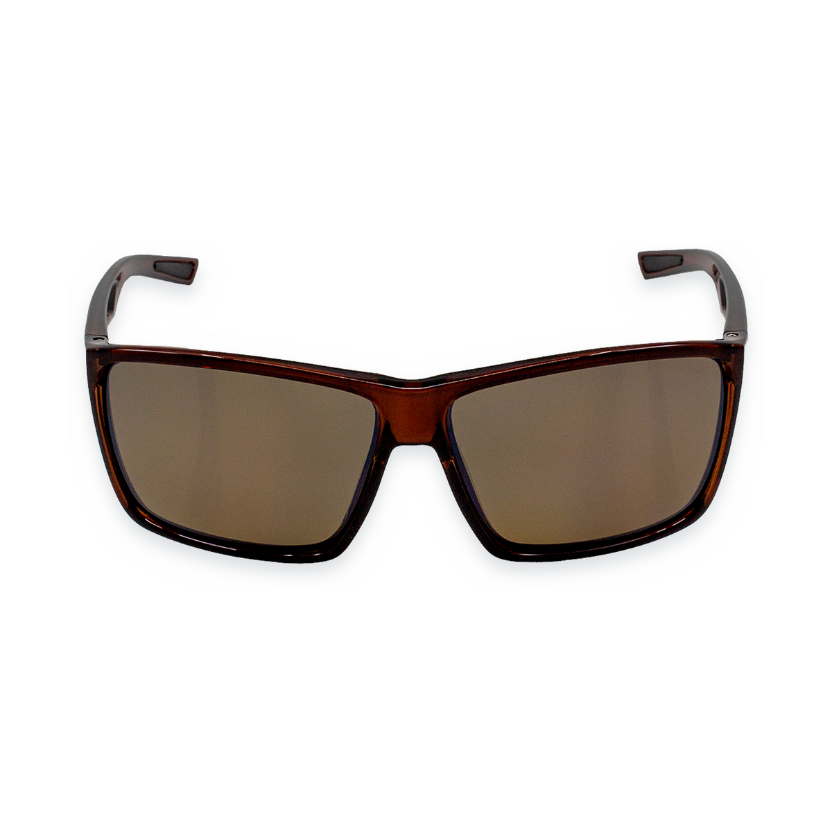 Square sunglasses with a dark brown translucent acetate frame and brown tinted lenses, shown from a front-facing perspective on a white background.