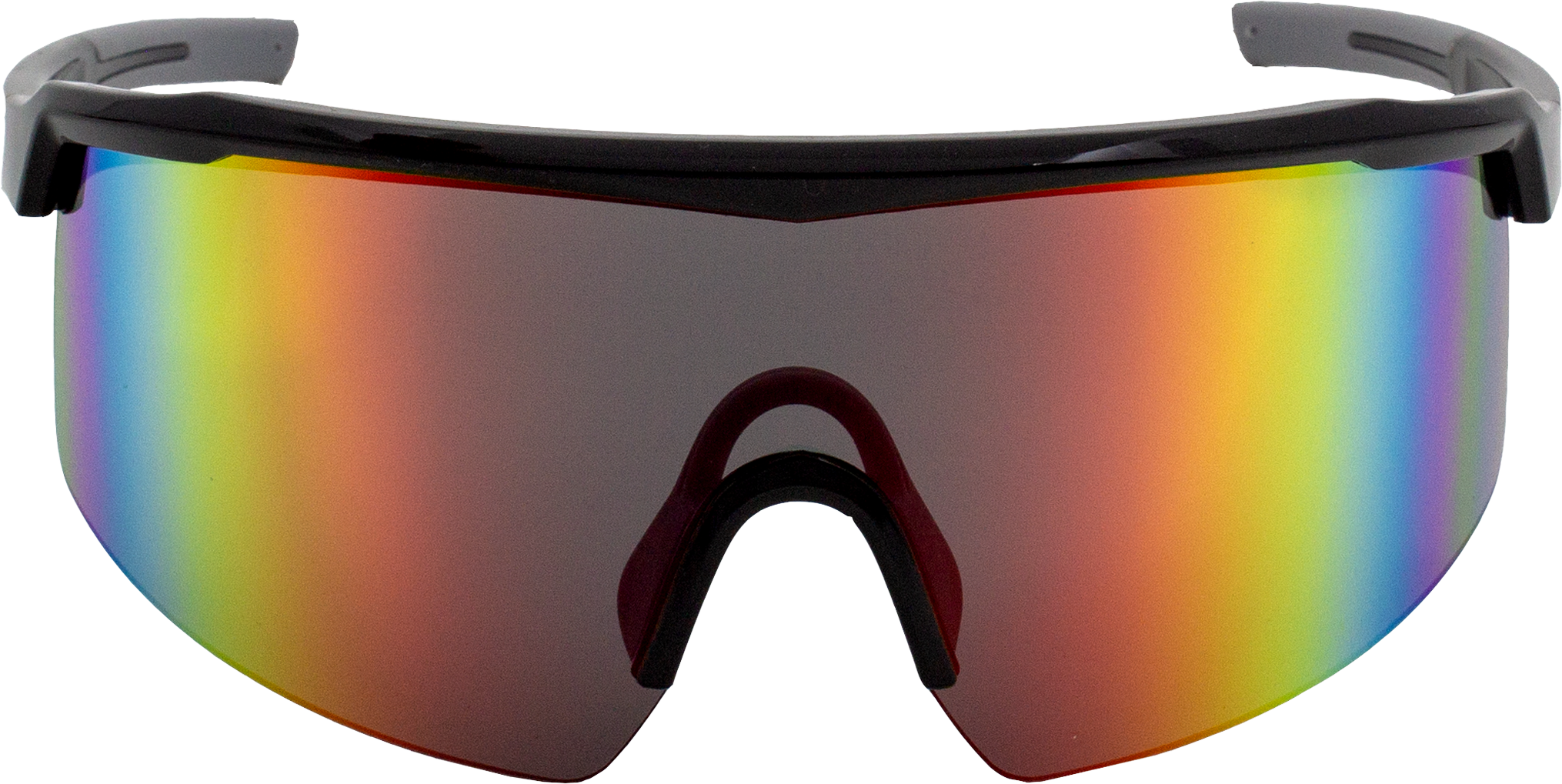 E3 Optics E3-C2 red mirror precise lens sunglasses with matte black frame and gray temple tips – ideal for cycling, running, and high-intensity outdoor sports – front view.