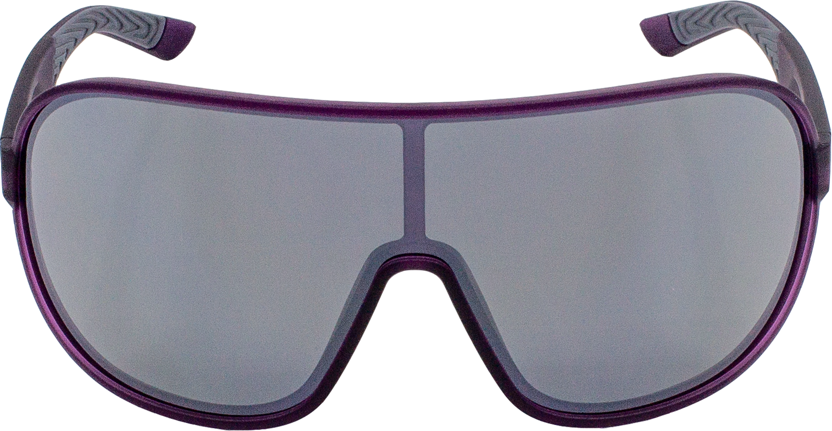 E5R12 sunglasses with purple frame and grey mirrored shield lens, stylish and protective sport sunglasses.