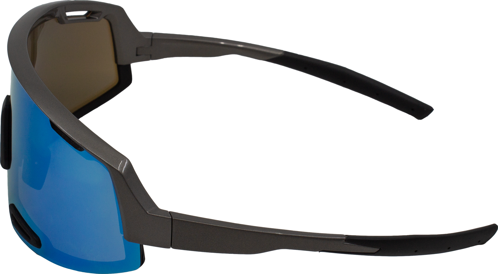 E3 Optics E8 Series side view – sport sunglasses showing slim temple arms and ergonomic fit for endurance activities.